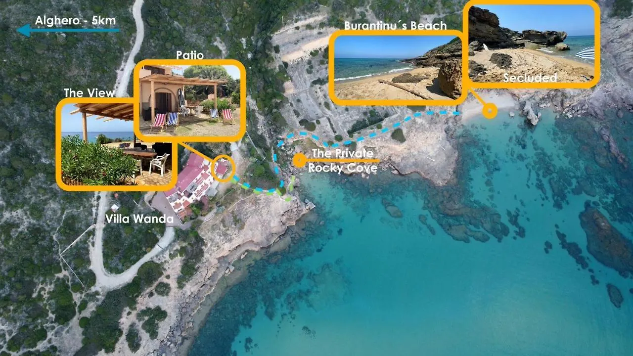 Villa Wanda - Seafront Apartment On Cala Burantino With Private Cove 알게로